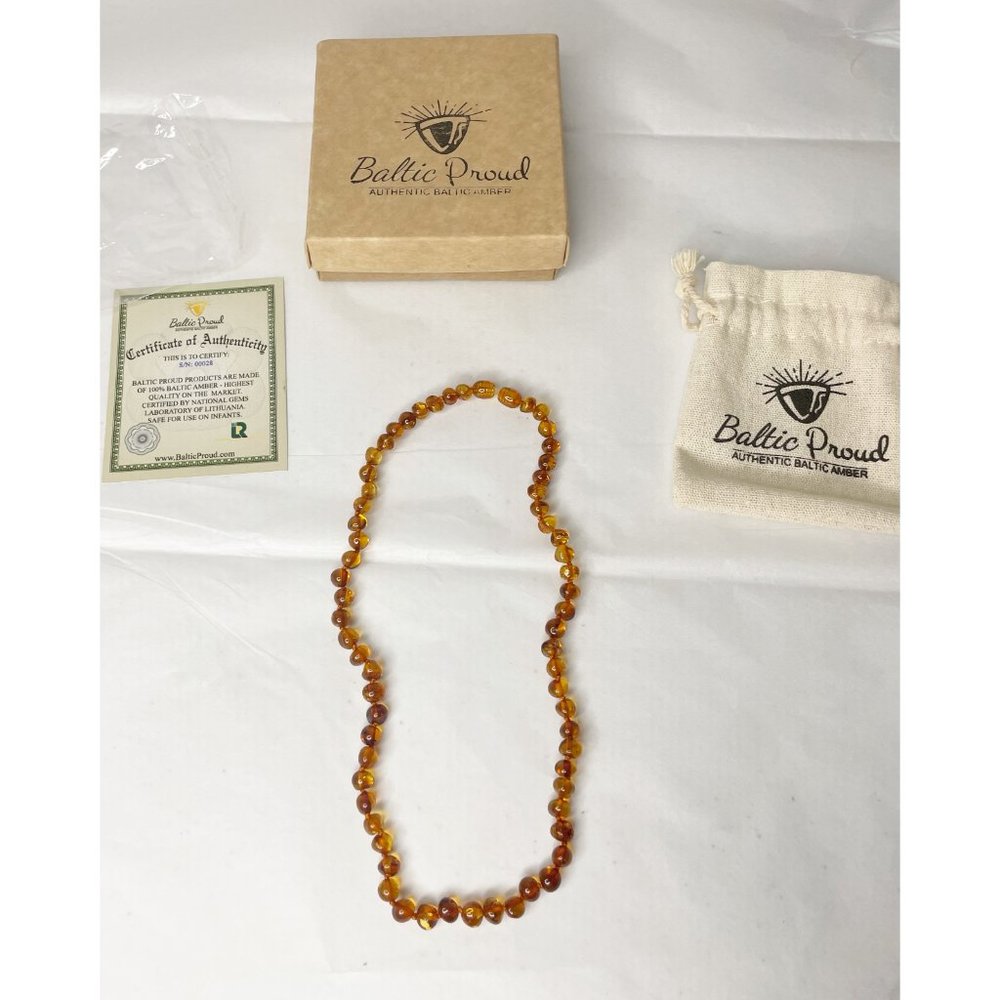 Authentic Baltic Amber Cognac Beaded Necklace 18" - Picture 5 of 16